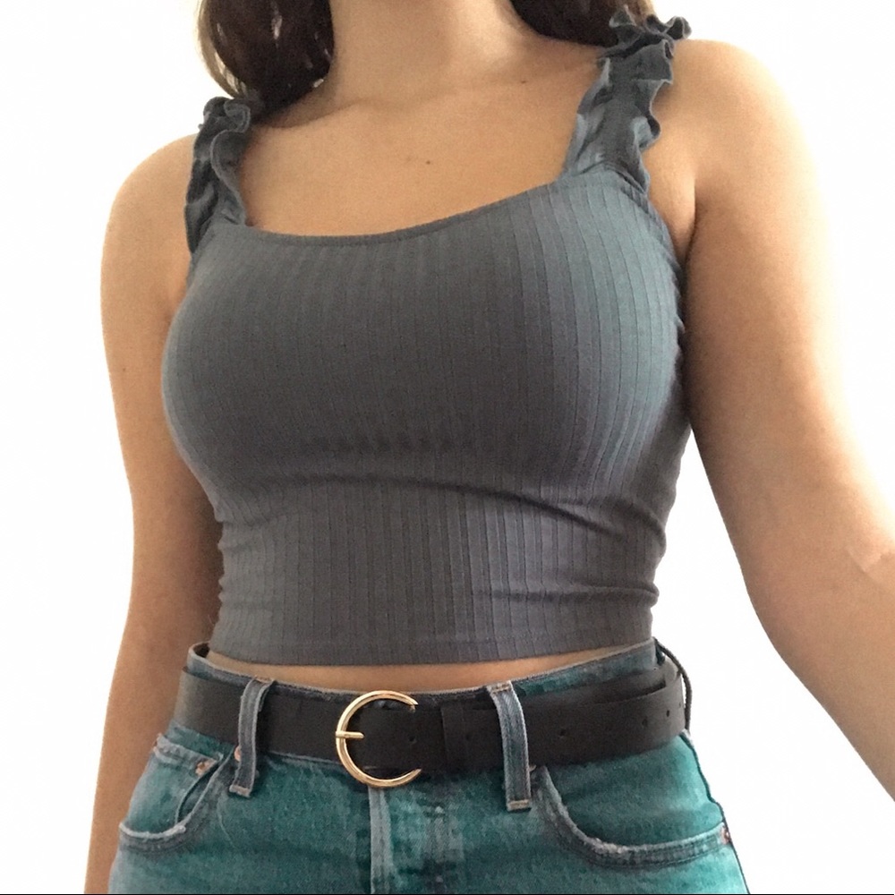 Wild Fable Ruffle Teal Tank Top